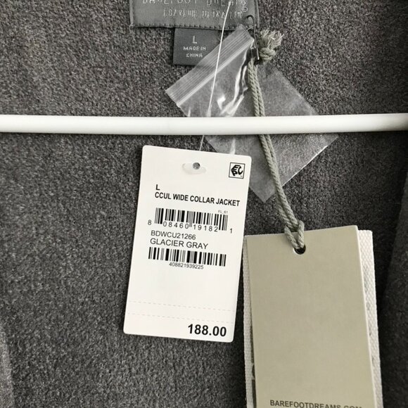 Barefoot Dreams Cozychic Ultra Lite Wide Collar Jacket - Grey (Sz L) a596948 - Picture 3 of 4